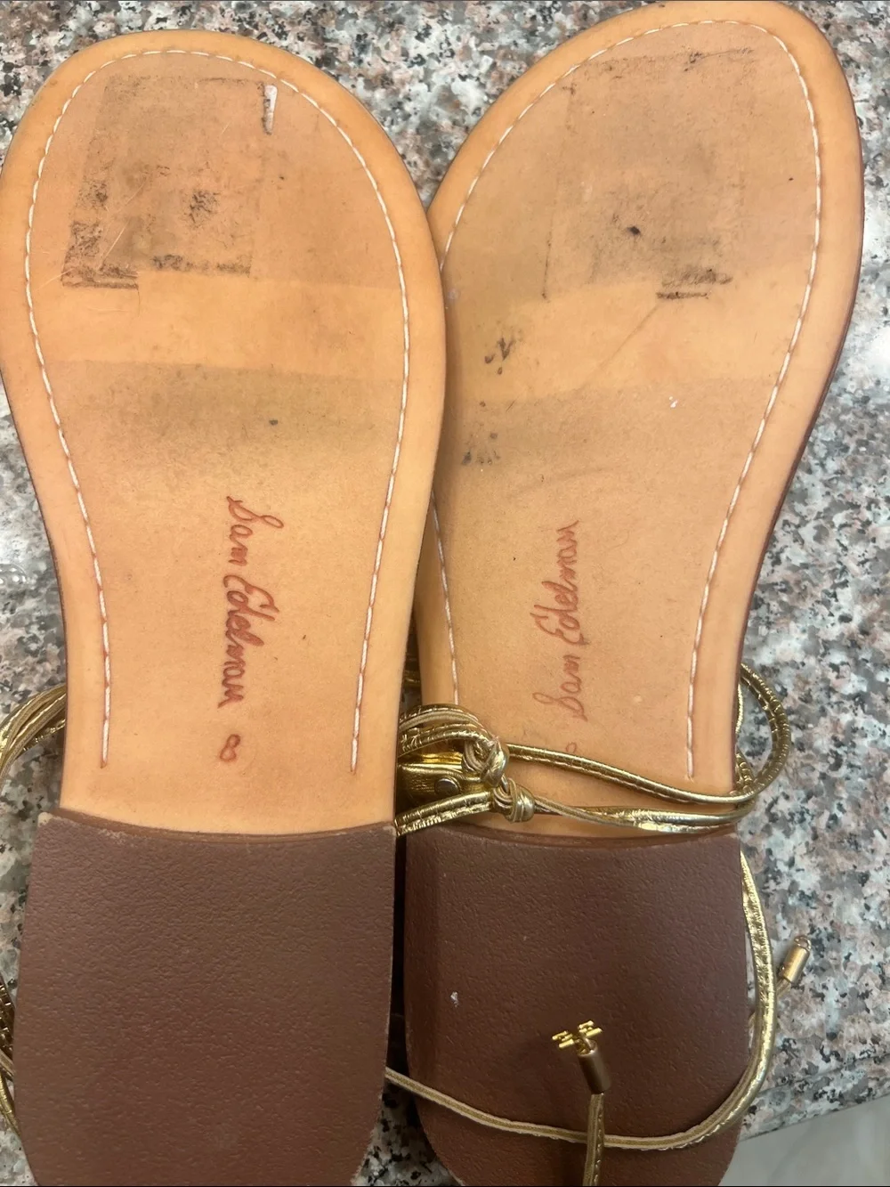 Sam Edelman Gold Jeweled Lace-Up Sandals